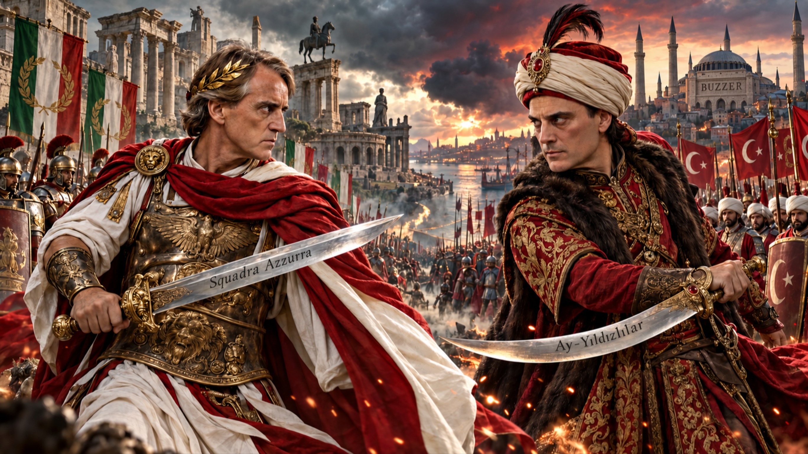 Battle of the Italians in Bologna Mancini, the Emperor of Rome, vs Montella, the Sultan