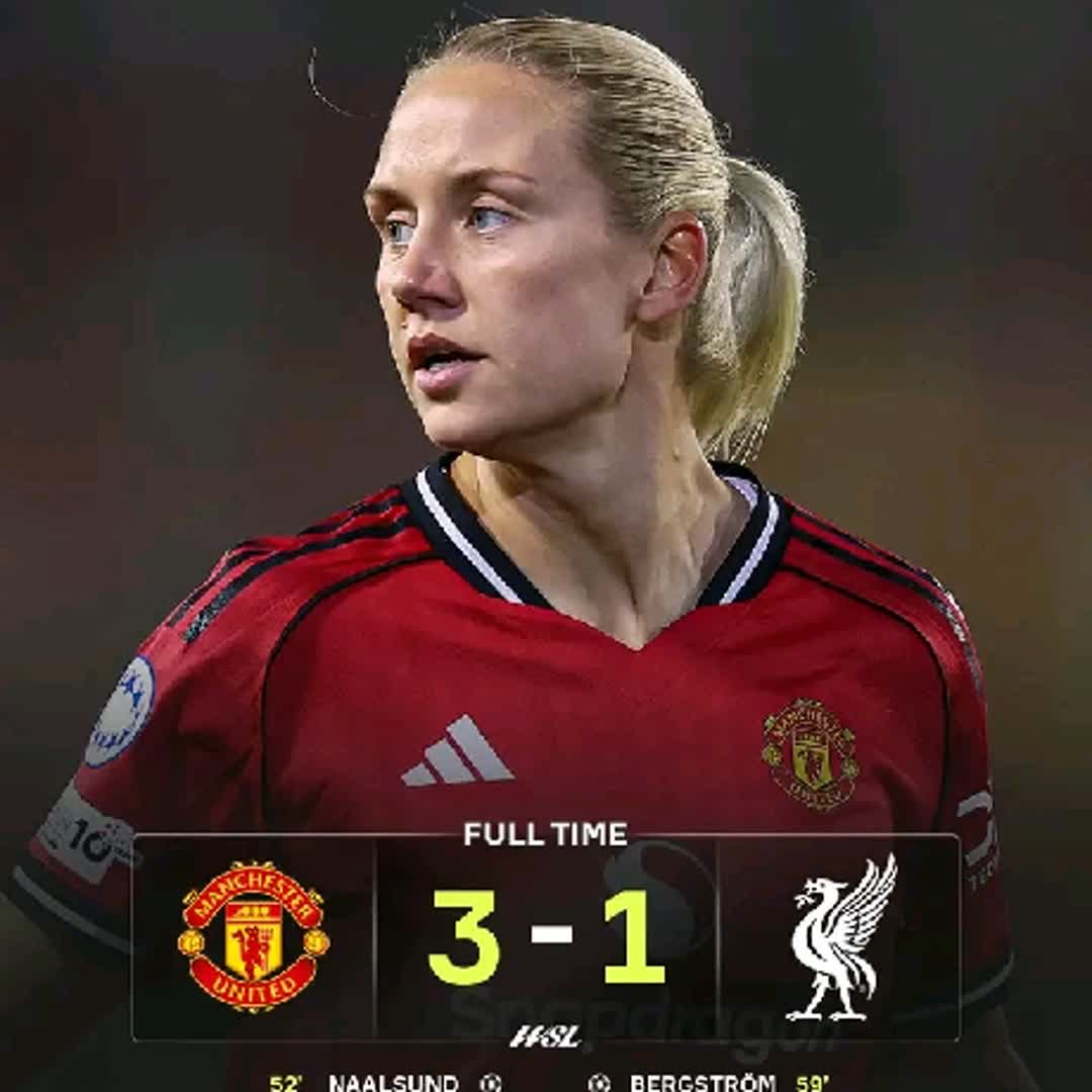 Post by Ogidi Kelvin: Lisa Naalsund hits a brace as Man United beat bottom-of-the-table Liverpool FC 👋🔴 #buzzer #viral #sports #Daily...