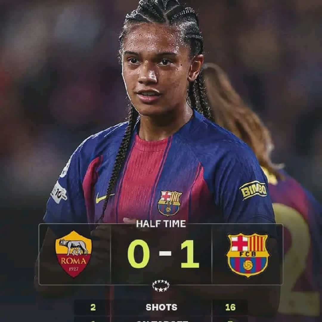 Post by Favour Jacobson: 🚨 Roma manage a single shot on target in the first half of their UWCL clash against unstoppable Barcelona 😬🤯...
