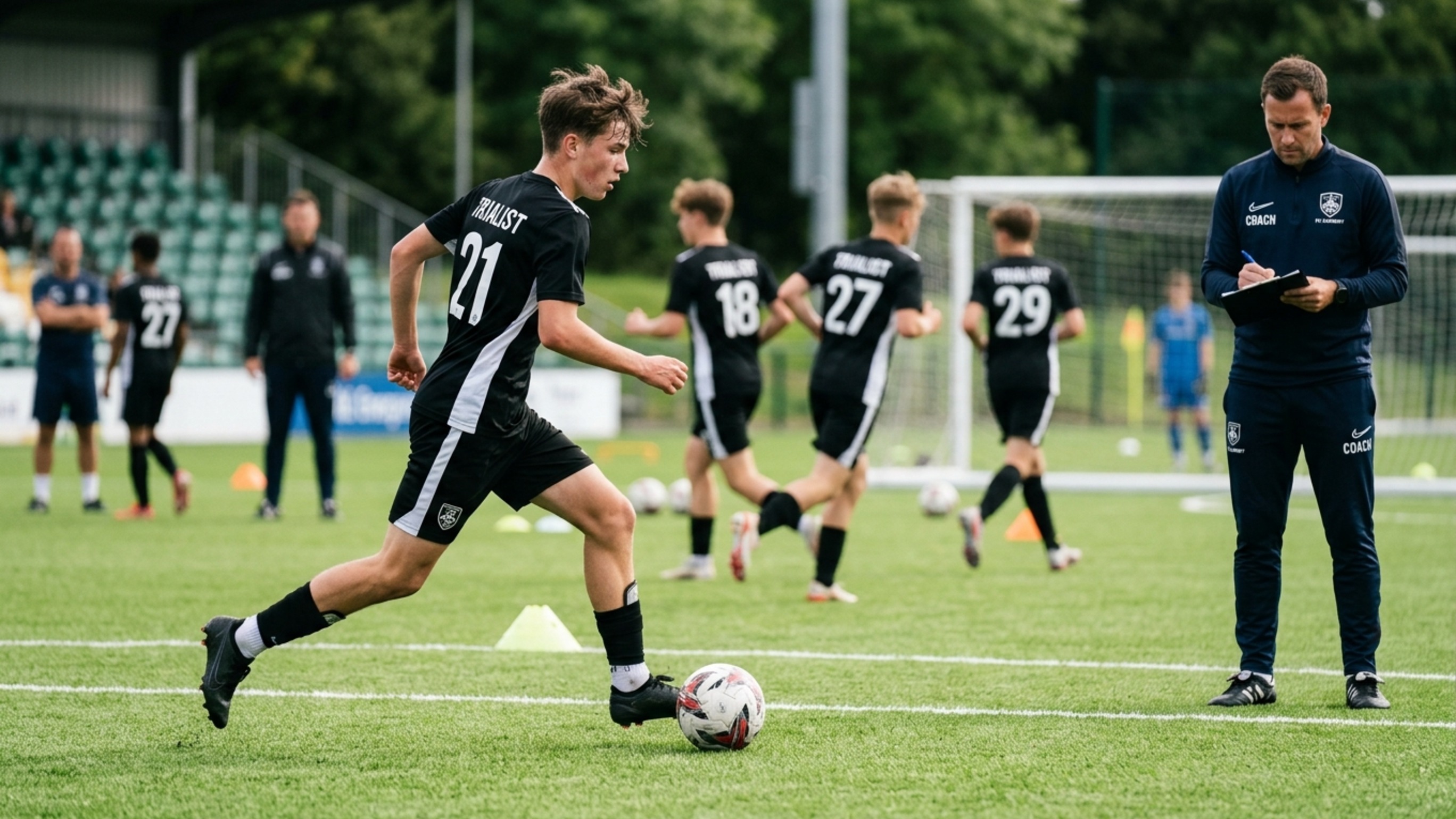 Getting invited to football trials is an exciting opportunity for any young player. But what actually happens during a trial, and what are coaches looking for?

While every club runs its trials differently, coaches assess more than goals and flashy skills. They look at technical ability, decision-making, attitude, teamwork and how players respond to instructions and mistakes.

## How Do Football Trials Work?

So, how do football trials work? There is no single format. A player might be invited after being spotted by a scout, recommended by a coach or selected through a club's recruitment process.

Some clubs assess players during one session, while others invite them back for several training sessions or a match.

A typical trial can include technical exercises, small-sided games and match play. Coaches use these activities to see how players use the ball, find space, make decisions and work with unfamiliar teammates.

In other words, football academy trials are not simply about finding the player who scores the most goals.

## What to Expect at a Football Trial

Wondering what to expect at a football trial? The session usually starts with a warm-up before moving into technical exercises, small-sided games or match play.

You may be playing alongside footballers you've never met, so don't worry if the first few minutes feel awkward.

This is not the time to prove you're the next Messi by dribbling past everyone. Play your normal game, communicate with teammates and make sensible decisions.

Coaches will also notice how you react when things go wrong. A misplaced pass is not the end of the world. Recover quickly and focus on the next play.

## What Are Coaches Looking For?

Scouts assess qualities such as first touch, passing, movement and position-specific skills. They also want to see decision-making and an understanding of the game.

Can you spot the right pass? Do you know where to move when you don't have the ball? Can you recognise when to keep things simple?

Attitude matters too. Coaches notice whether players listen, communicate, keep working after mistakes and respond positively to coaching.

## How Should Young Players Prepare for a Football Trial?

Good preparation does not mean becoming a different player overnight. Stick to your normal training routine, get enough sleep and arrive early with the required equipment.

Before your football trial, make sure you know where you need to be and what the coaches expect. If you're unsure about something, ask.

Don't feel pressured to do something spectacular every few minutes. Listen, work hard and make the simple things count. If you make a mistake, recover and get involved in the next play.

## What Happens After a Football Trial?

A trial does not always end with an immediate yes or no. A club may invite you back, continue monitoring your progress or offer you a place in its development programme.

If you are not selected, don't treat the decision as a final verdict on your ability. Young players develop at different rates, and one session cannot show everything they may eventually become.

For anyone attending football trials for young players, the best approach is simple: prepare properly, play your game and treat the experience as an opportunity to learn.