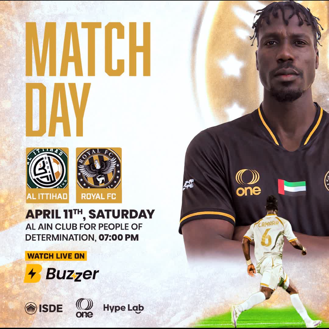 Post by Royal FC: Matchday under the lights 🔥⚽ We take on Al Ittihad tonight at 7 PM at Al Ain Club for People of Determination 💪...