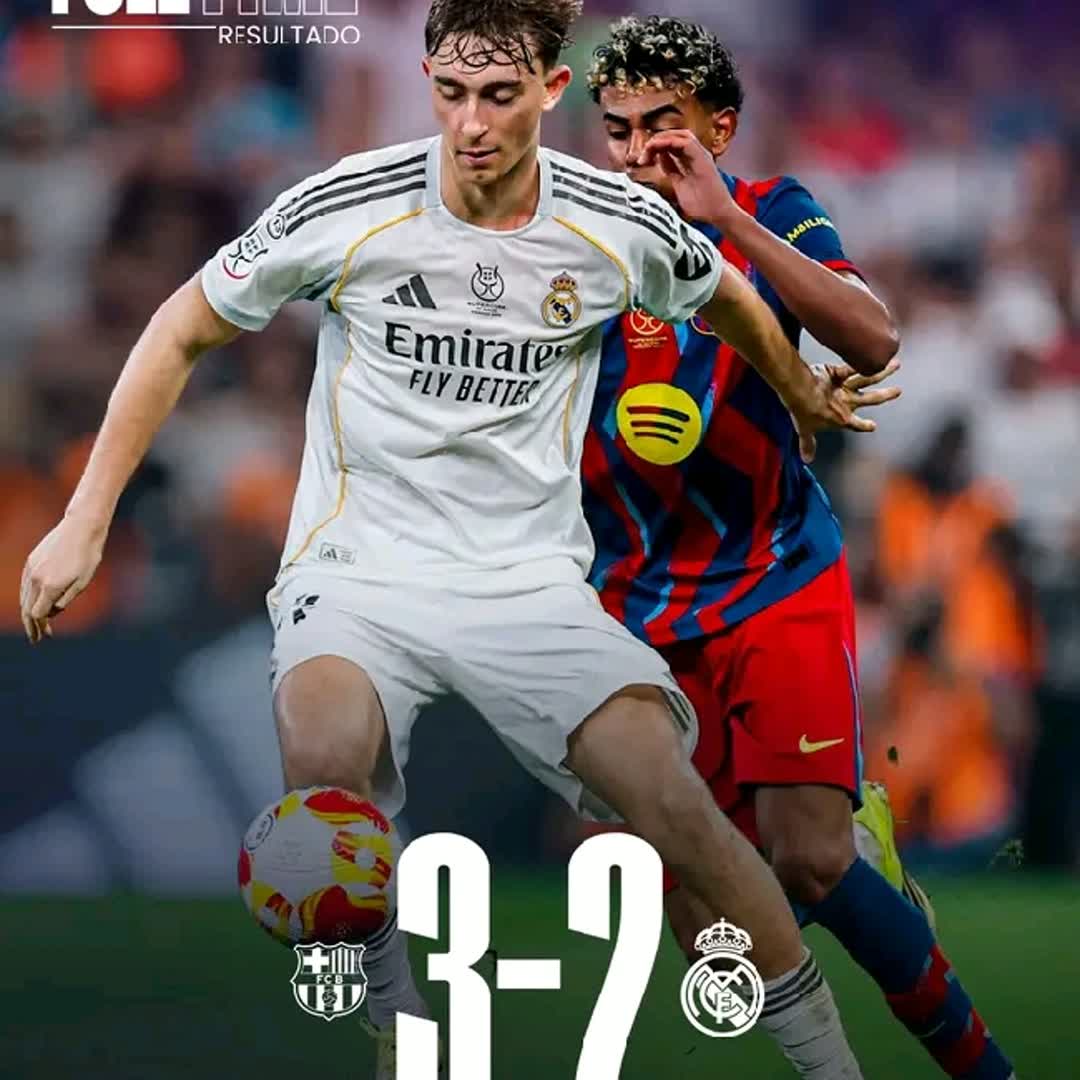 Post by Sports News: 🏁 FP: Barcelona 3-2 Real Madrid ⚽ 36' Raphinha ⚽ 45'+2' Vinicius Jr ⚽ 45'+4' Lewandowski ⚽ 45'+6' Gonzalo ⚽ 73'...