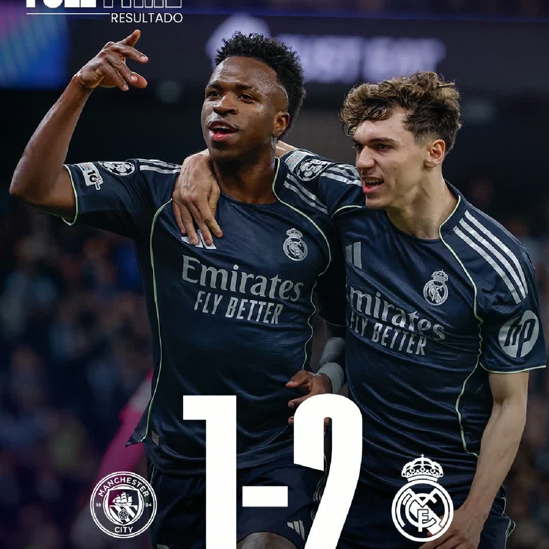 Post by AIRES VALDO LAZARO AFONSO: 🏁 FT: Manchester City (1) 1-2 (5) Real Madrid C.F. ⚽ 22’ Vinicius Jr. (p.) ⚽ 41’ Erling Haaland ⚽ 90’+3’ Vinicius...