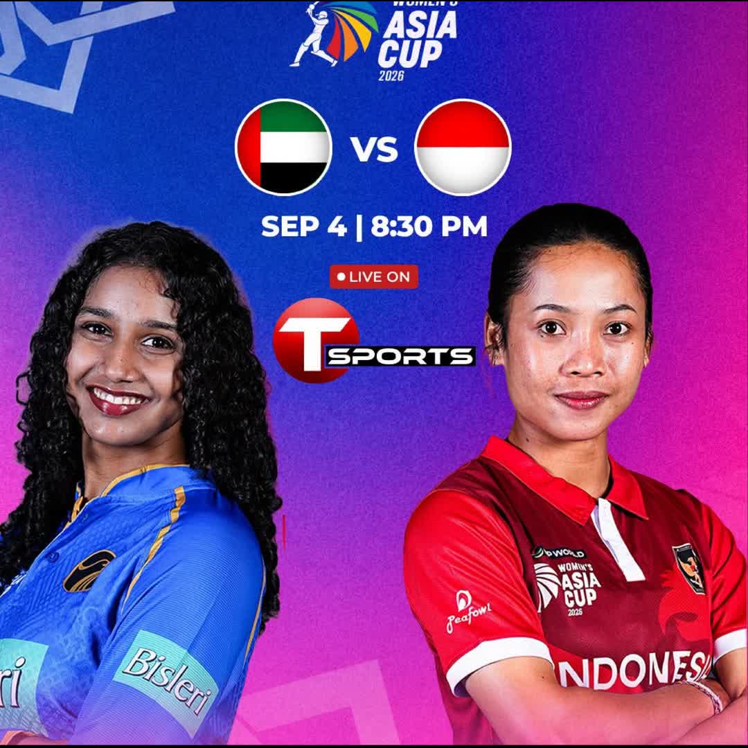 Post by Faria Jahan: The UAE and Indonesia face off in the Women’s Asia Cup 2026! Tune in to T Sports tonight at 8:30 PM to catch all the...