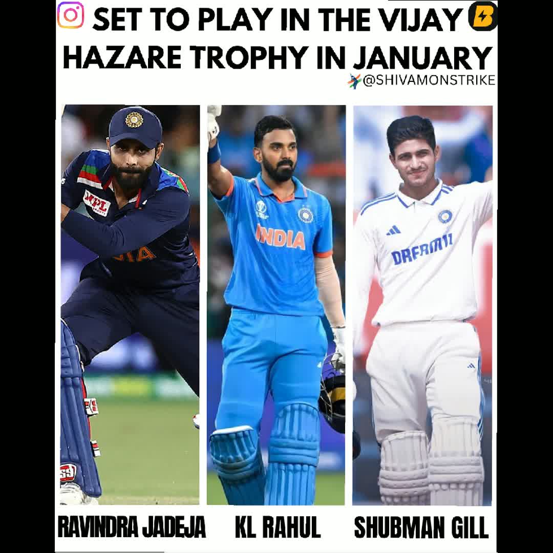Post by Shivam Yadav: Big names, bigger stakes! 🔥 Ravindra Jadeja, KL Rahul, and Shubman Gill are gearing up to take the Vijay Hazare...