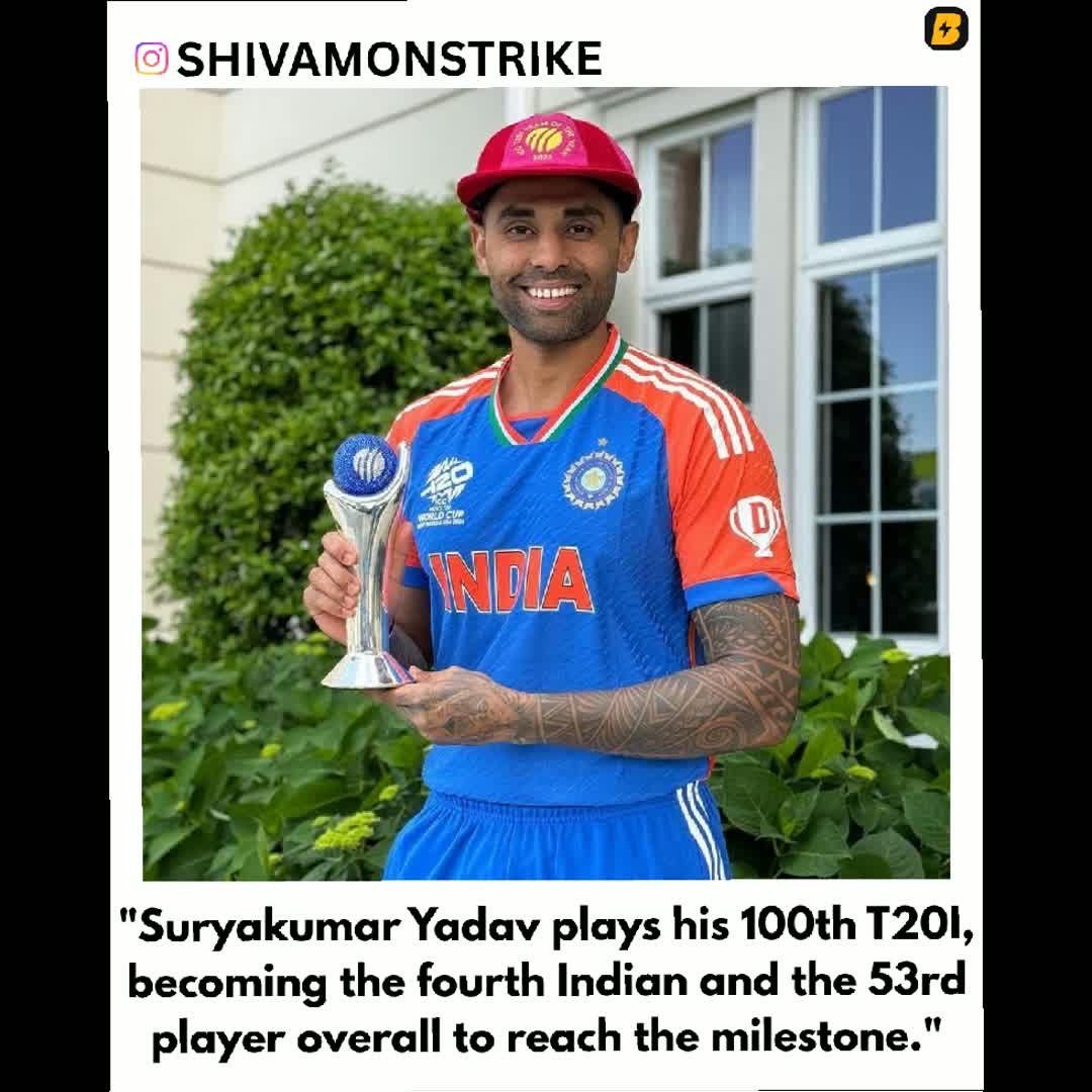 Post by Shivam Yadav: 100 Matches. Countless Memories. 🇮🇳 Suryakumar Yadav joins the elite club of Indians with 100 T20I caps tonight in...