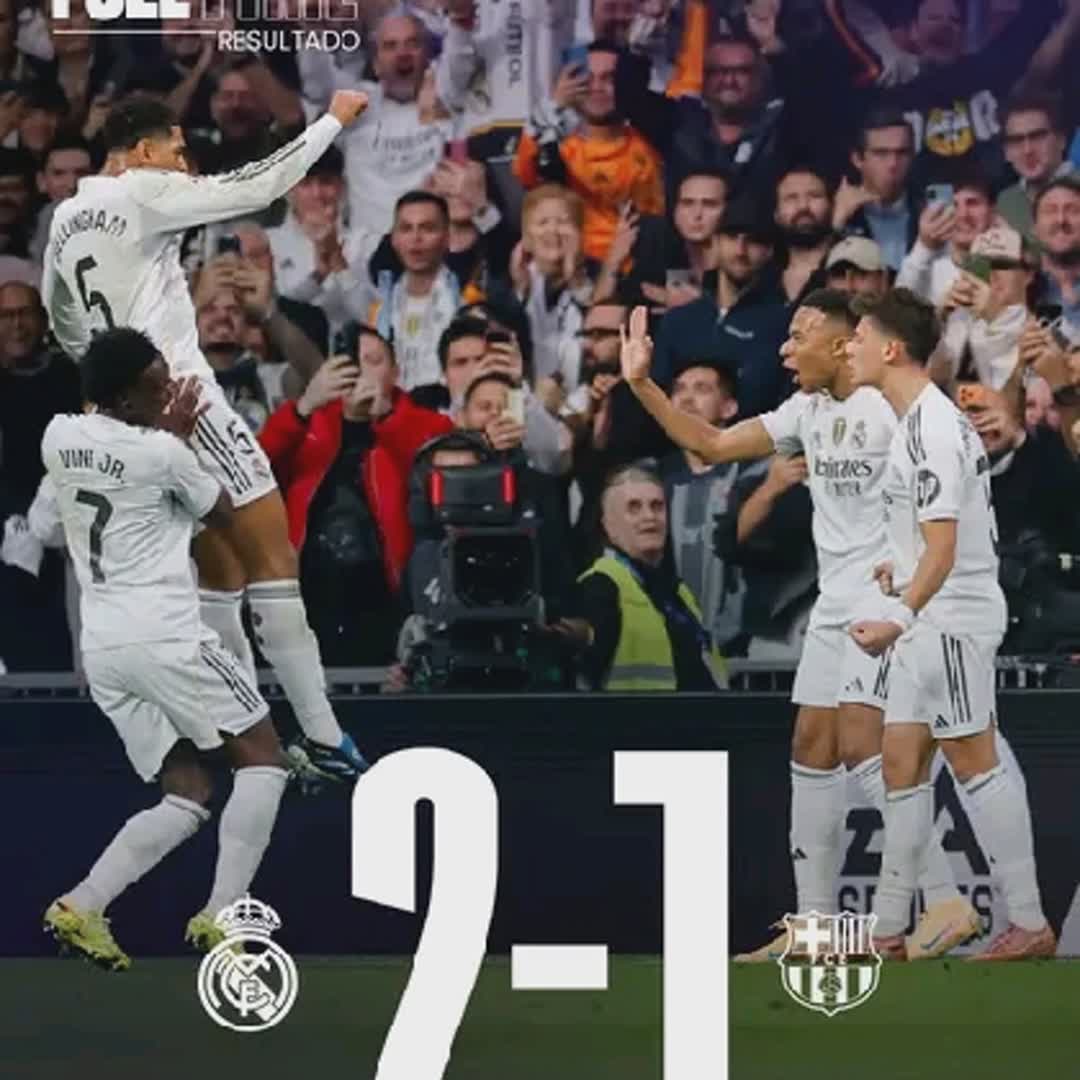 Post by Francis Adinoye Gabriel: 🏁 FT: Real Madrid 2-1 Barcelona ⚽ 22' Kylian Mbappé ⚽ 38' Fermín ⚽ 43' Bellingham Emirates | #ElClásico
