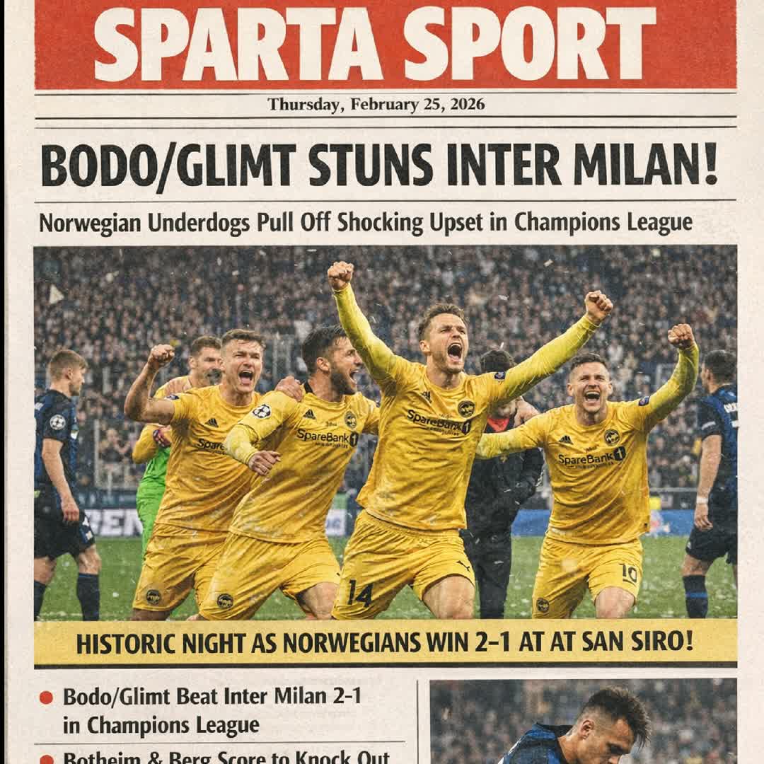 Post by SPARTA SPORTS: 🤯 Champions League shocker! Bodø/Glimt stun Inter Milan with a famous upset, shaking Europe on a historic UCL night...
