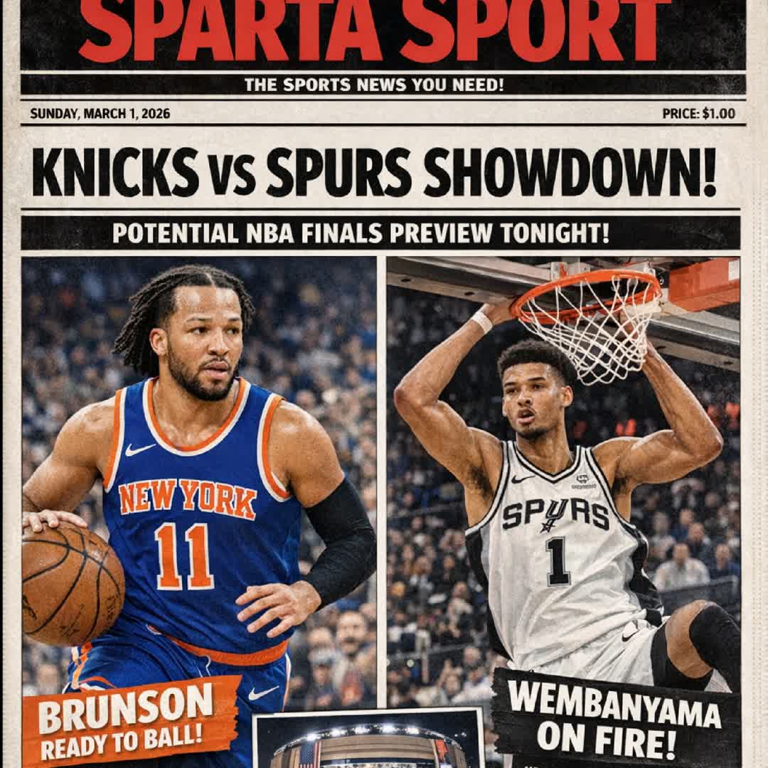 Post by SPARTA SPORTS: 🔥 Tonight’s epic NBA clash! Knicks take on Spurs in a potential Finals preview 🏀💥. Can Brunson shine or will...