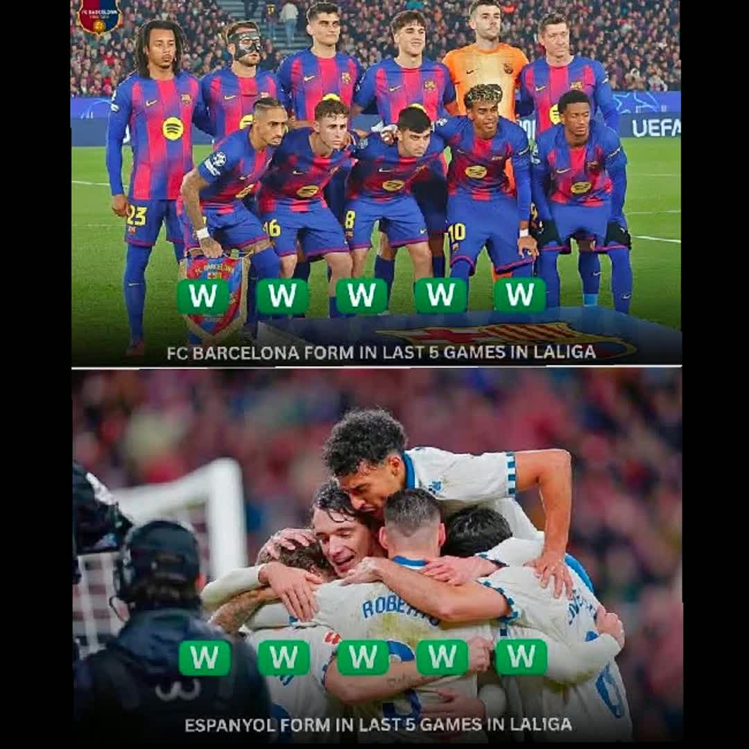 Post by World Sports: ❗️Only two teams have won their last 5 matches in La Liga: FC Barcelona and RCD Espanyol. Up Next on January 3rd:...