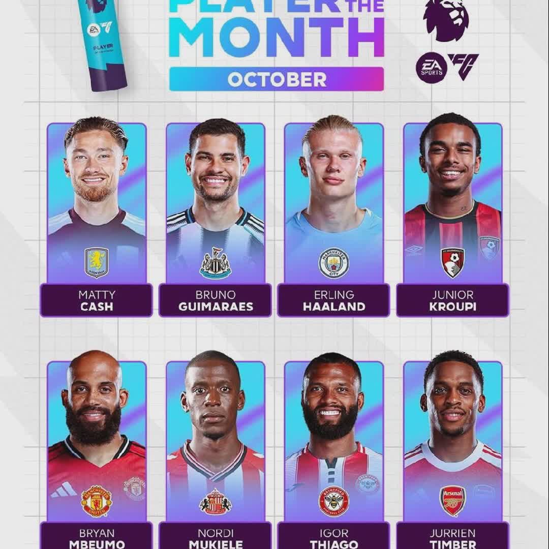 Post by KickOff 360: The nominees for the Premier League Player of the Month for October. > SH @buzzer_fan_official @pivale1141 #buzzer...