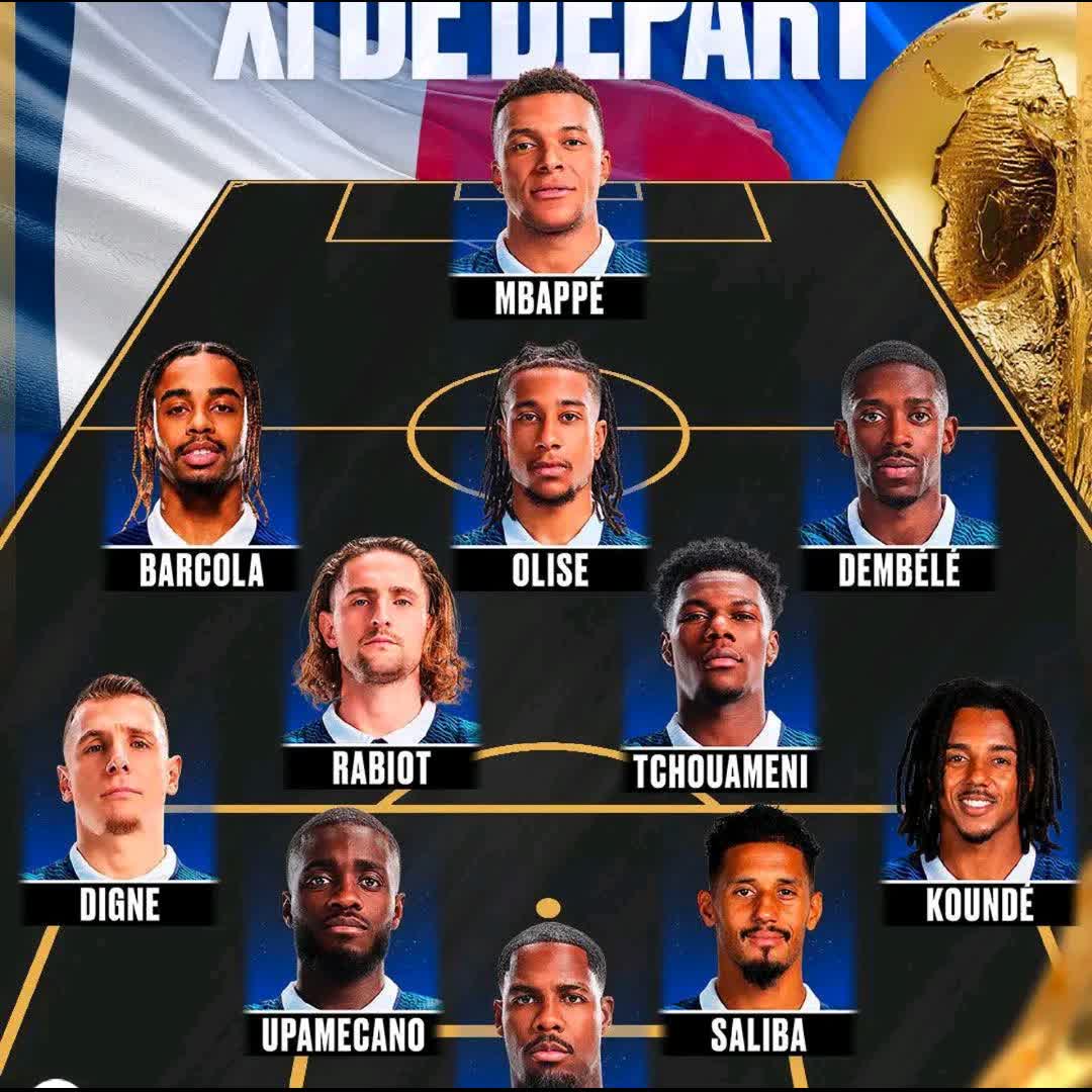 Post by Hassen H: BREAKING NEWS: Official France Lineup vs. Spain! 😱 Massive surprise! Barcola starts, and Tchouaméni is in! ✅🔥