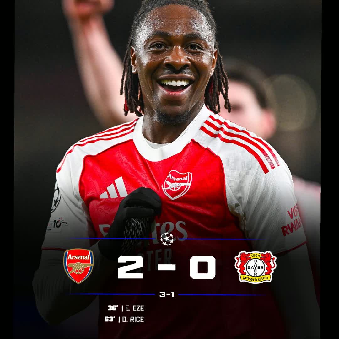 Post by ERii Stream: 🚨 Arsenal eliminate Bayer Leverkusen and fly to UCL quarter finals! ❤️🤍 Who’s been your Man of the Match? #buzzer...