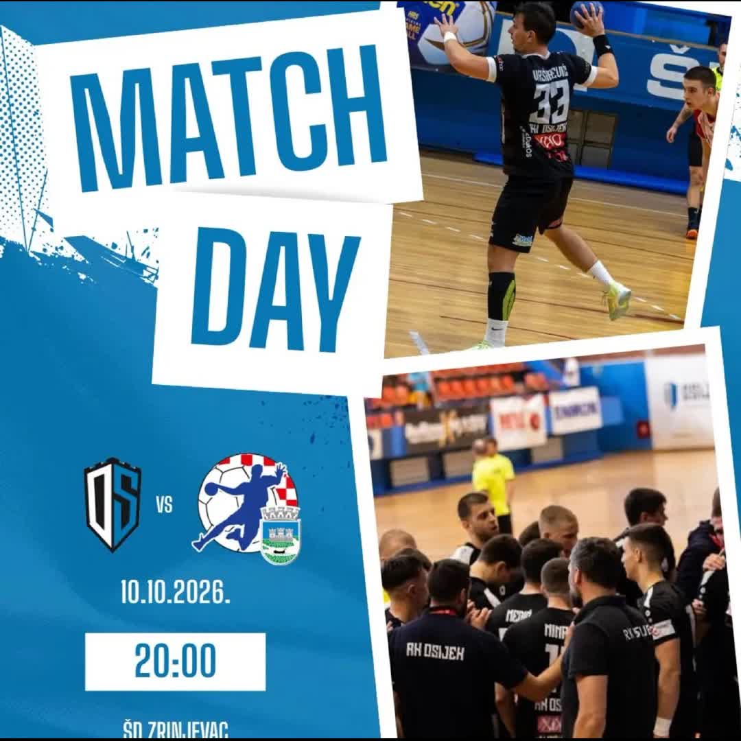 Post by Rukometni Klub Osijek: MATCH DAY🔥 🏆Paket24 Premijer liga | 5.kolo 🆚 RK Sisak ⏰ 20:00 📍ŠD Zrinjevac SVI NA ZRINJEVAC!🤍💙...