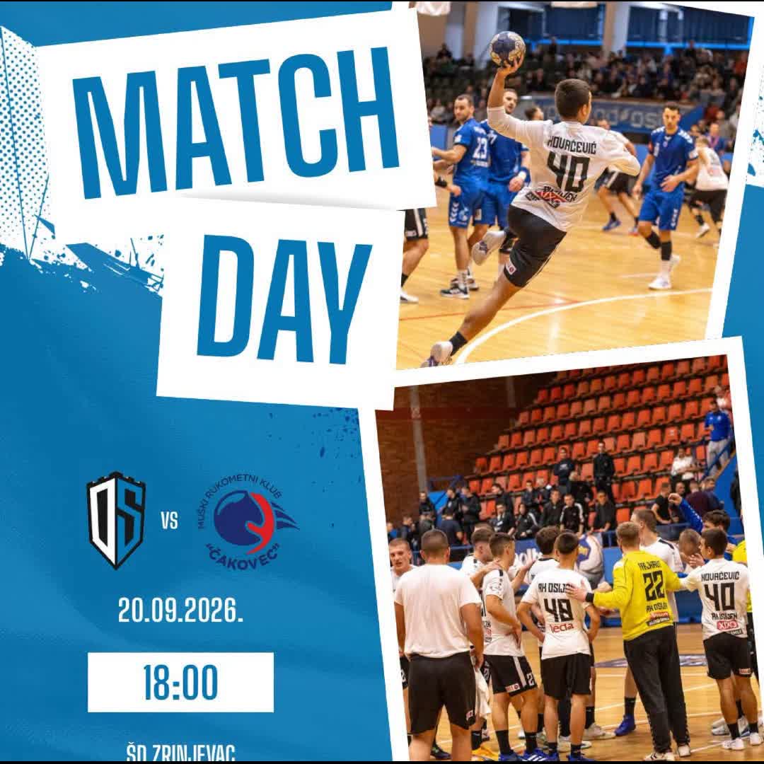 Post by Rukometni Klub Osijek: MATCH DAY🔥 🏆Paket24 Premijer liga | 2.kolo 🆚 MRK Čakovec ⏰ 18:00 📍ŠD Zrinjevac SVI NA ZRINJEVAC, VIDIMO SE!🤍💙...