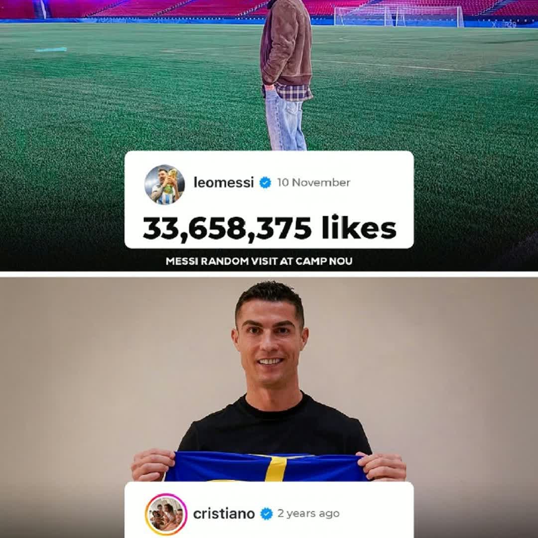 Post by Victor Creativity: 🚨 𝗡𝗘𝗪: Lionel Messi's 'Camp Nou' post has now received more likes than ANY OTHER post on Cristiano Ronaldo's page.