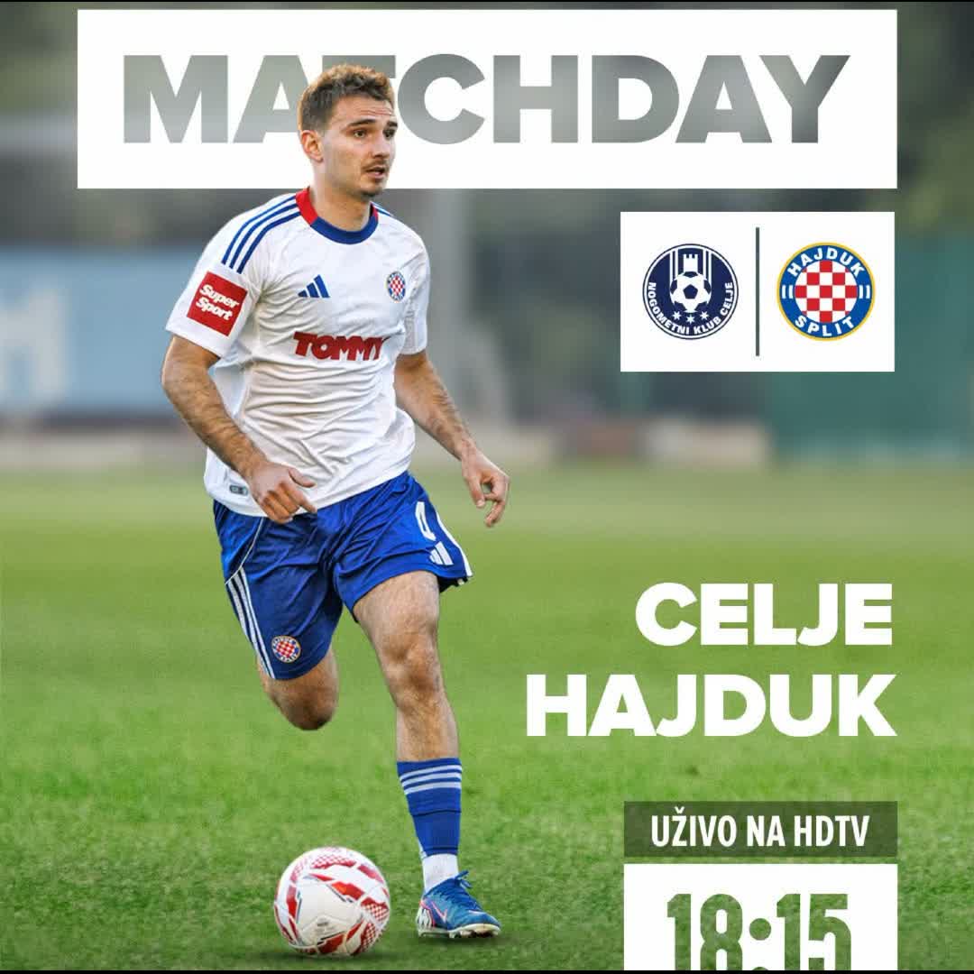 Post by Hrvoje Bugarin: Danas igramo posljednju pripremnu utakmicu u Sloveniji ⚽ Hajduk 🆚 Celje 🏟️ Stadion Z'dežele ⏰ 18:15 #buzzer #viral...