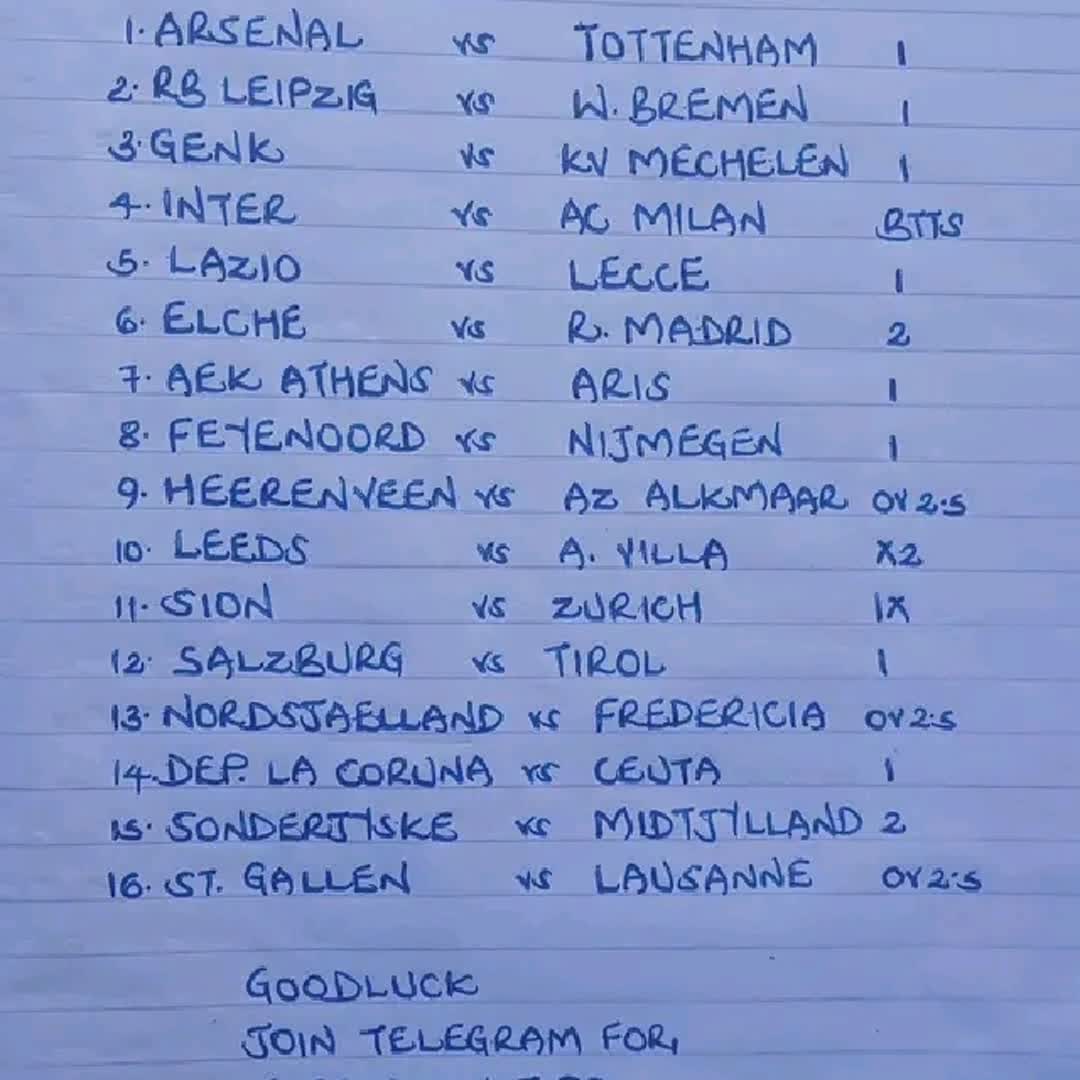 Post by Asogwa Jude Chikwado: Predictions today @iskocyali @ladyboss22 @fruit_cutting @sportx @elyonjah07 @lazalk536 @franckyeldo @avneesh1685...