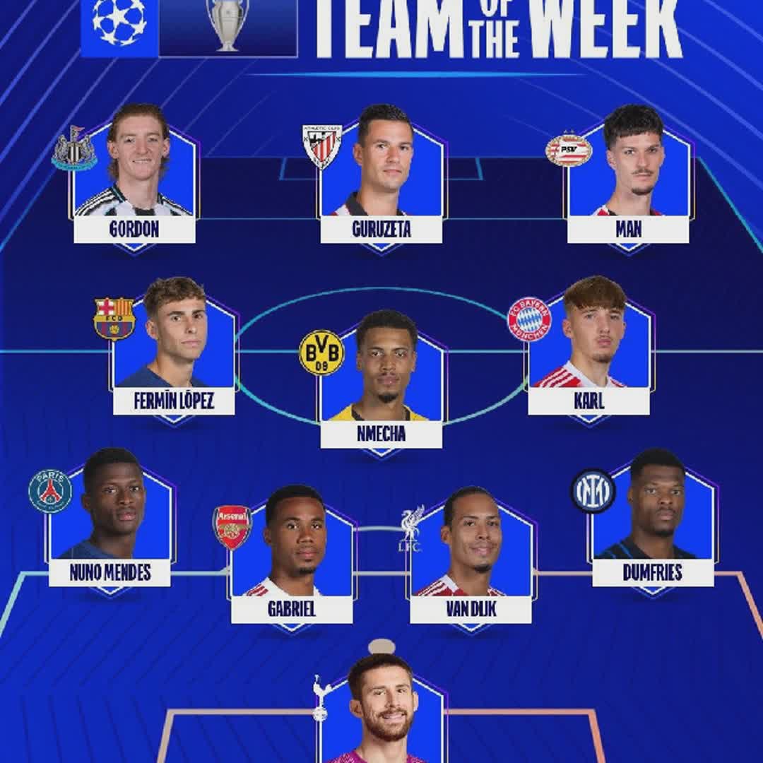 Post by Asogwa Jude Chikwado: UEFA release Team of the Week for Champions League Matchday 3 Like and comment @felicioisildo @oscarchamba0110...
