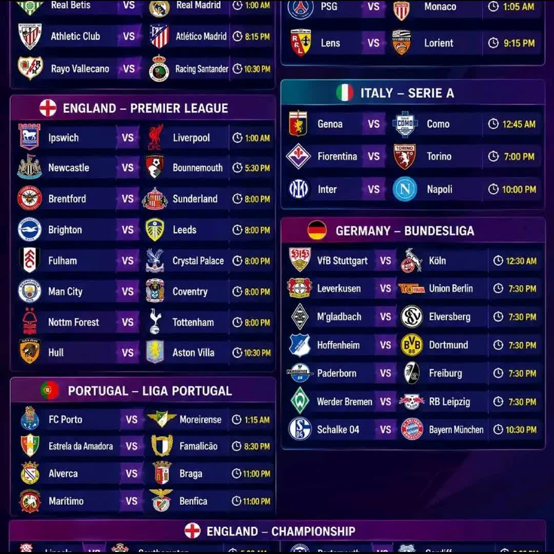 Post by FOYII PAGE: #Fixtures #FootballFixtures #Football #Soccer #PremierLeague #EPL #Ipswich #Liverpool #Bundesliga #Stuttgart...