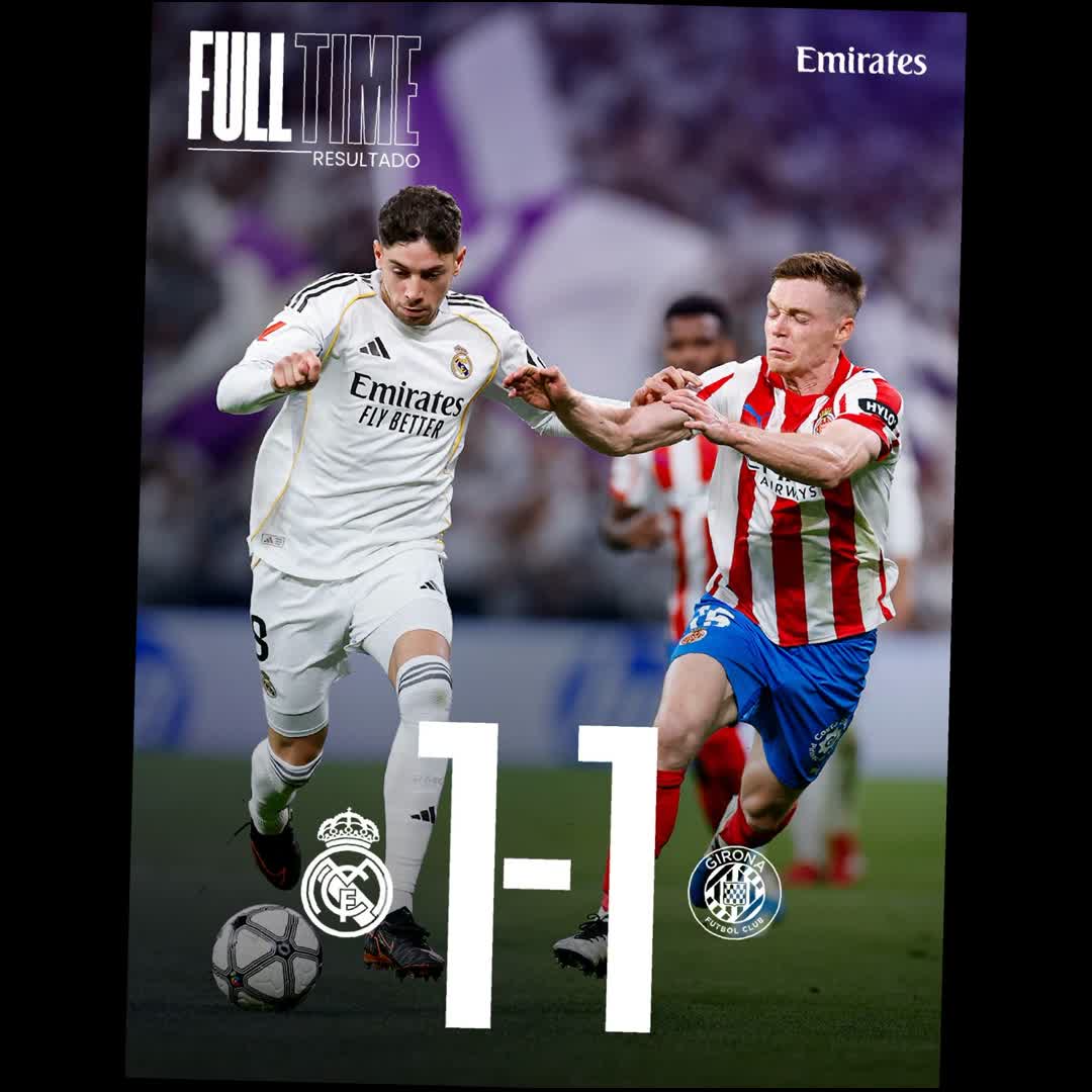 Post by Faruk Rufai: 🏁 FT: Real Madrid 1-1 Girona ⚽ 51' Valverde ⚽ 62' Lemar