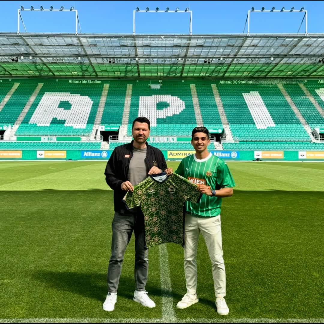 Post by Soheil Var: Great connecting with one of the most historic football clubs in Austria 🇦🇹 Rapid Wien 🤝