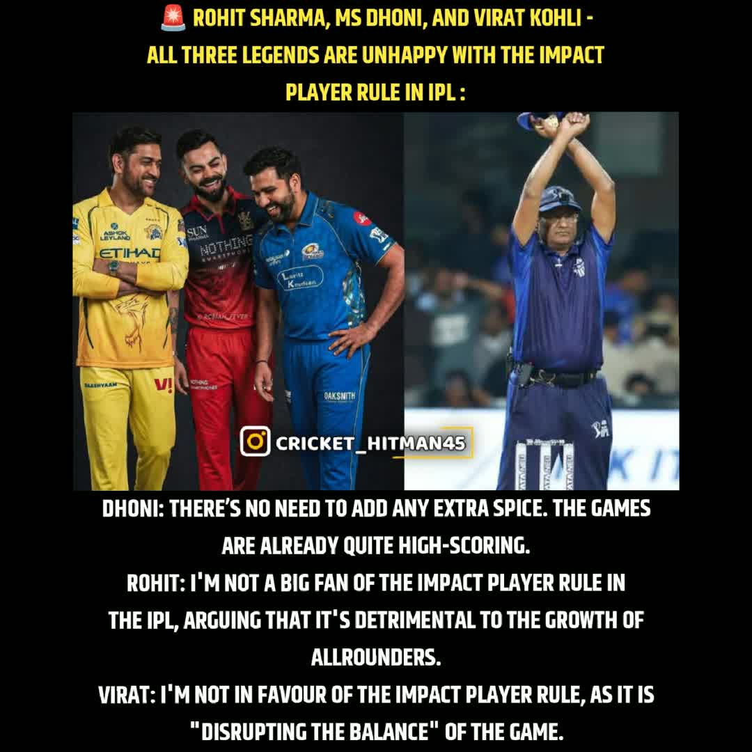 Post by Omkar Mali: Comment yours thoughts on impact player rule 👇🏻 Do you agree with rohit, virat and dhoni ? #buzzer #Rohitsharma...
