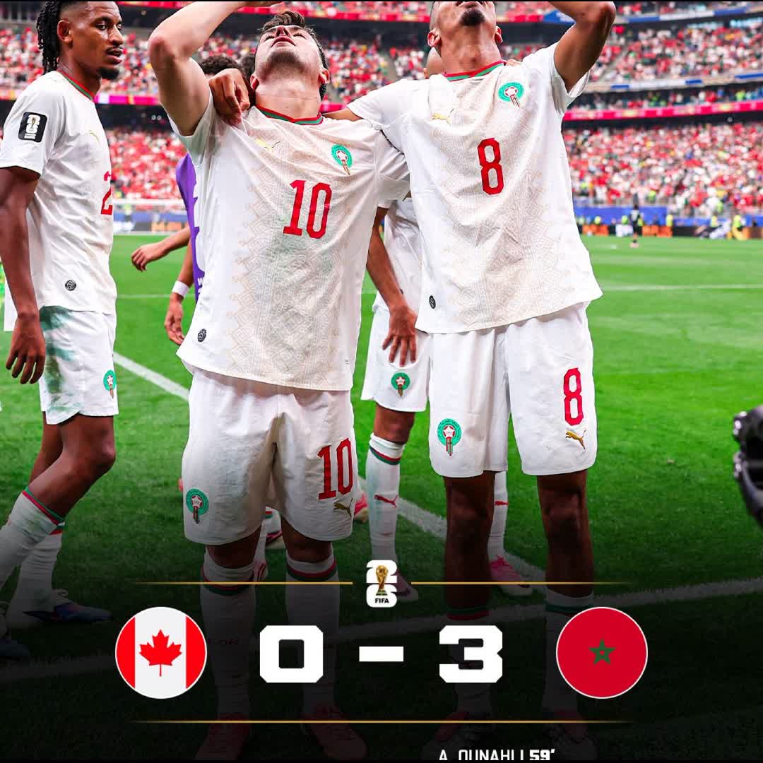 Post by Danzy Lee: 💥🇲🇦 Morocco make it 3 against Canada and fly to World Cup quarter finals! 🫖 Brahim and Ounahi show today. 🍿...