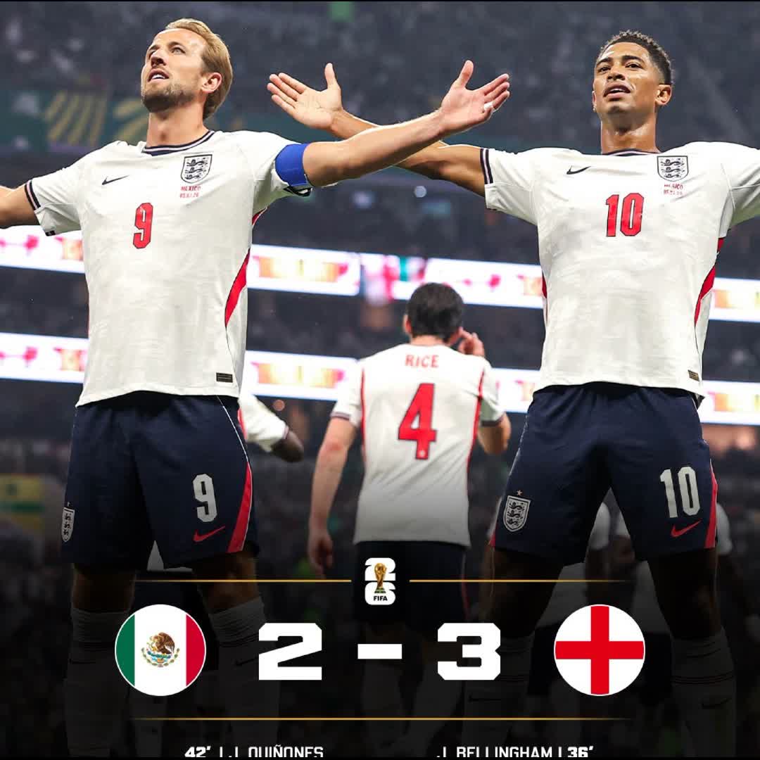 Post by Danzy Lee: 🥵🏴󠁧󠁢󠁥󠁮󠁧󠁿 HUGE WIN FOR ENGLAND! Mexico are out of the 2026 World Cup! Bellingham brace in 99 seconds, Harry...