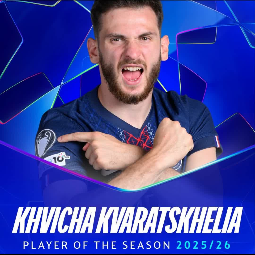 Post by Nsidibe Ufia: ✨🇬🇪 Khvicha Kvaratskhelia is the 2025/26 UEFA Champions League Player of the Season 🙌 #UCL