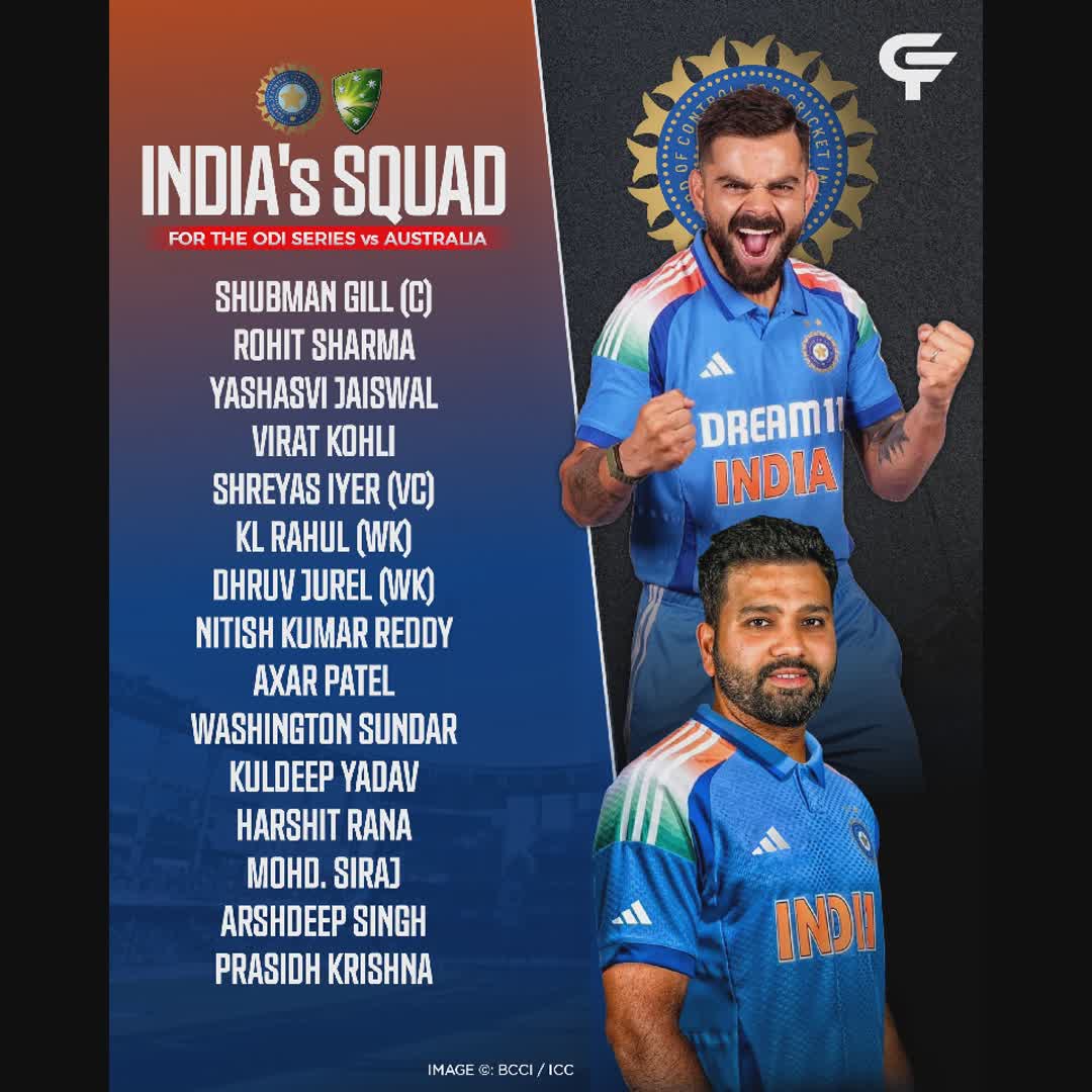 Post by Cric Facts: 🚨 India's ODI Squad for Australia Tour! 🇮🇳 Follow: @cricfacts.official #rohitsharma #Viratkohli #RoKo #IndvsAus...