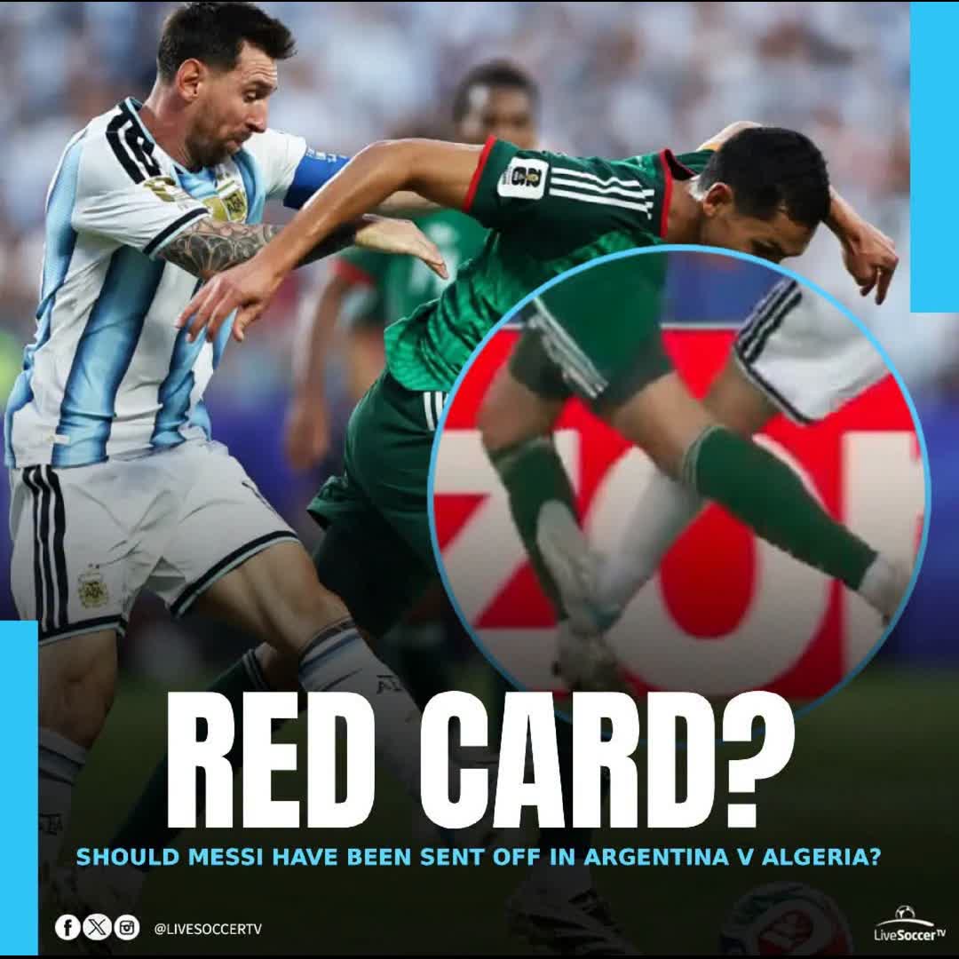 Post by Lucy Sports: DEBATE: Should Lionel Messi have been SENT OFF for this tackle in Argentina v Algeria? #buzzer #viral #fyp #sports...