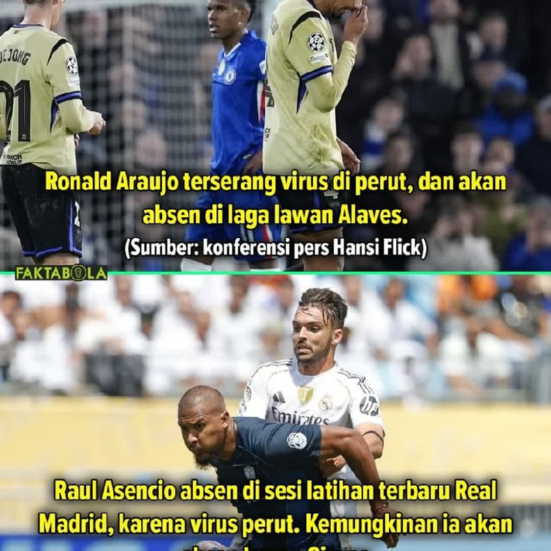 Post by Alwiii AWEKKK: Get well soon for Ronald Araujo and Raul Asencio. Several media outlets reported that they had gastroenteritis, an...