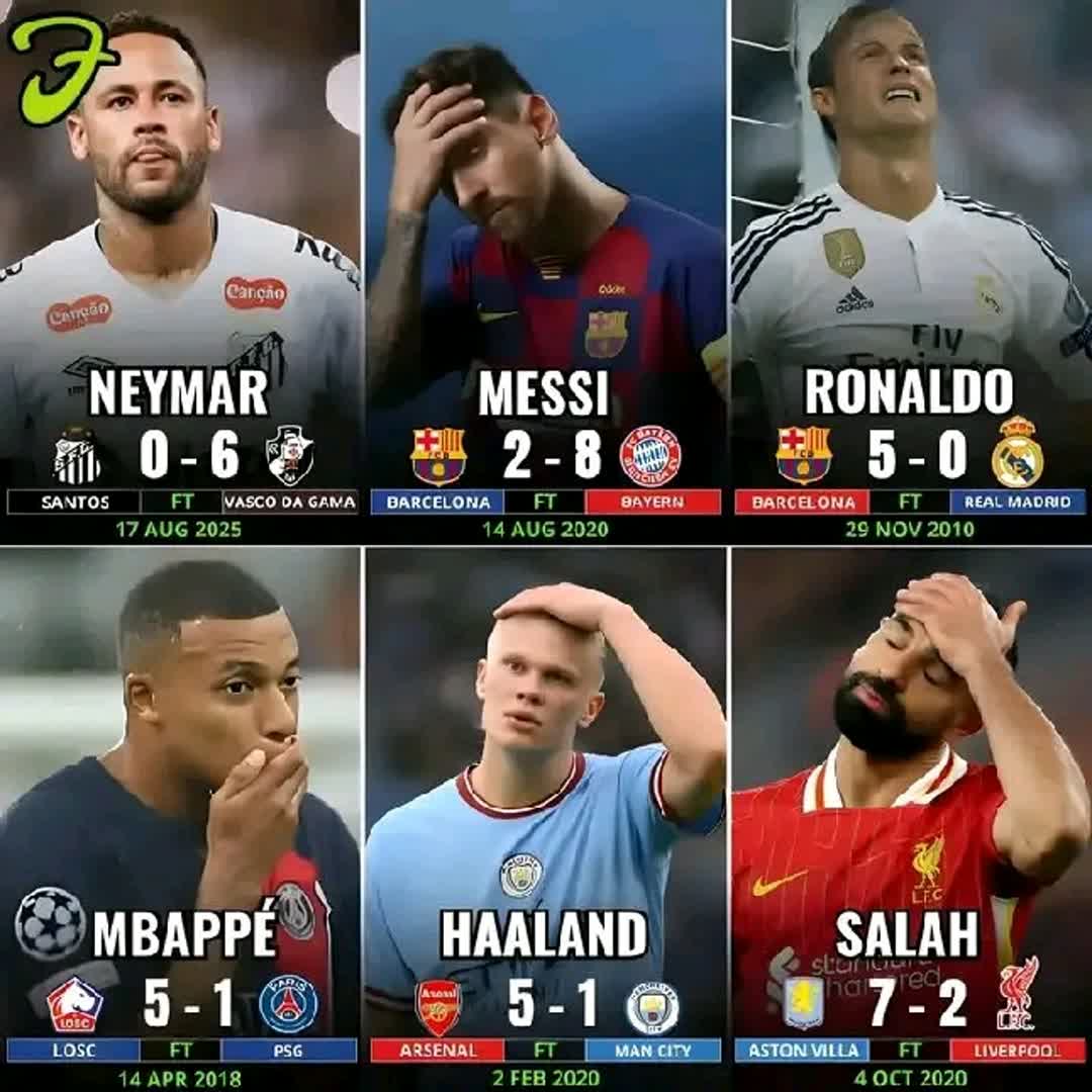 Post by Manchester United: 🥶 Worst Matches in the life of Big players 🇧🇷 𝐍𝐞𝐲𝐦𝐚𝐫: A 0-6 loss on August 17, 2025. 🇦🇷 𝐌𝐞𝐬𝐬𝐢: A 2-8...