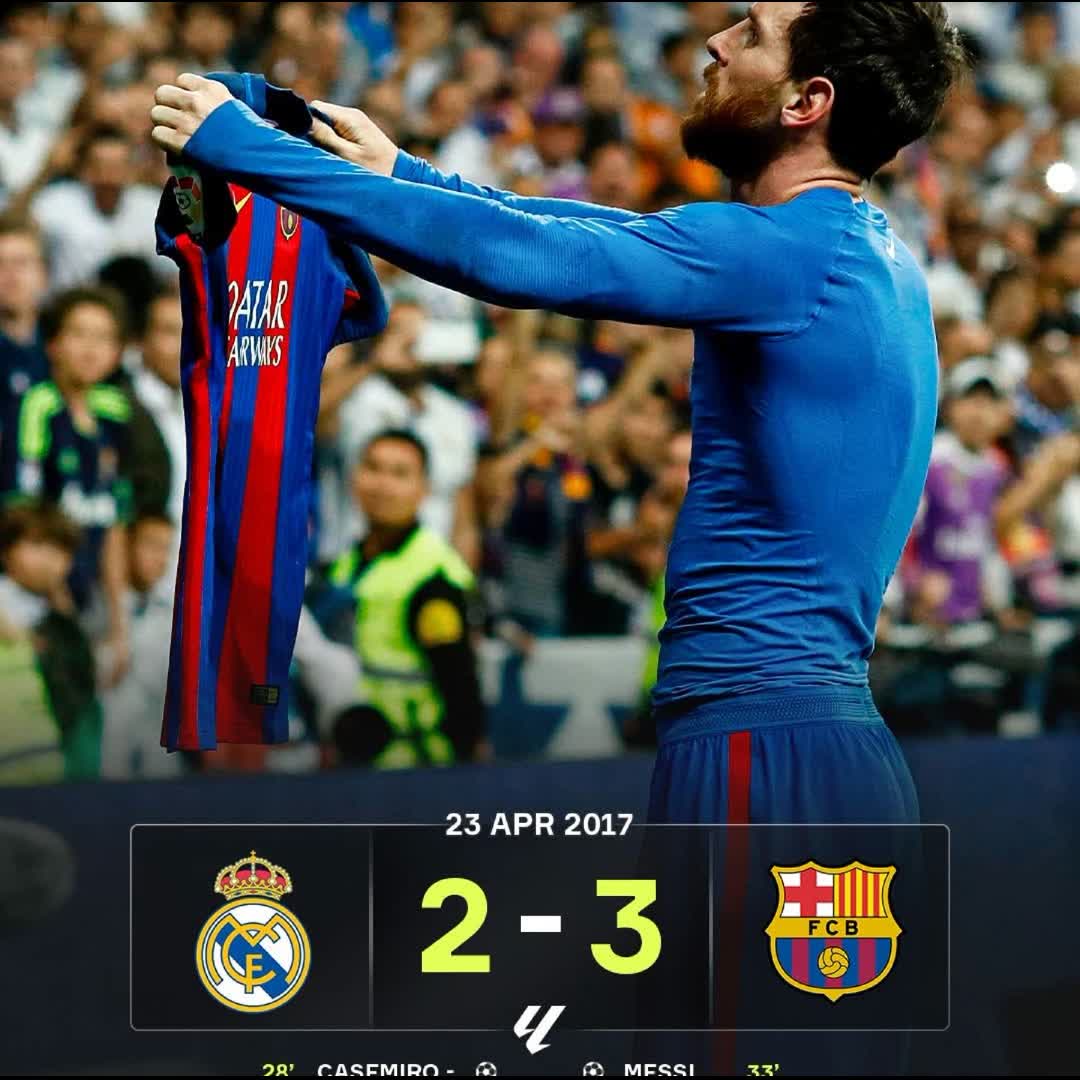 Post by 𝐻𝗂𝗒𝖺𝗋𝖺 𝐌ᴀ𝚗𝚊𝑤𝖺𝗿𝗶: Pure greatness 🔥 Lionel Messi with the game winner and his 500th goal for Barcelona leaving the Bernabéu silenced 👕🤫
