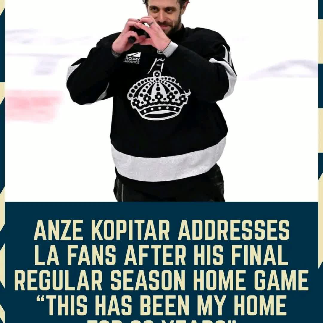 Post by Rok Planinsek: Following a needed 2-point win over Edmonton, Anze Kopitar thanks Kings' fans for his final regular season home game...
