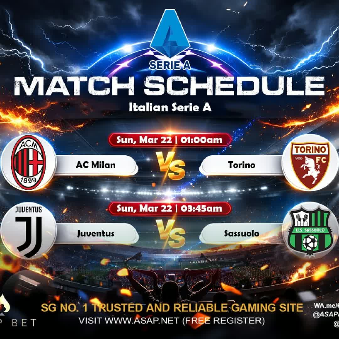 Post by Kadiri Sule: BIG MATCHES⚽️🎉🔅 📅Sunday, March 22, 2026 Italian Serie A 🇮🇹⚽️🎉 Sports bet and Live Casino 💯 SG TRUSTED &...