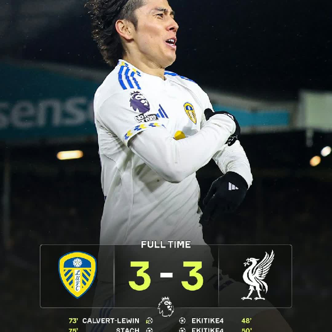 Post by Tejiri becky Otite: Leeds United pull off a stunning comeback to snatch a point from Liverpool at Elland Road 🔥⚽ @emayepaul04...
