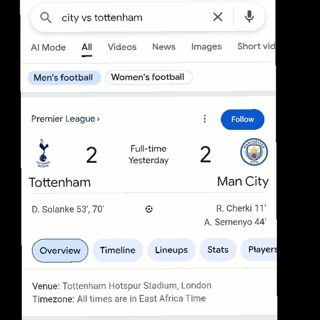 Post by Abubeker Temam: Tottenham vs man city @yonasgoba @gezahegnb627 @mahammedmoola08 @adisuchuna0 @number7 @addiscnn58 @yodahebiruk...