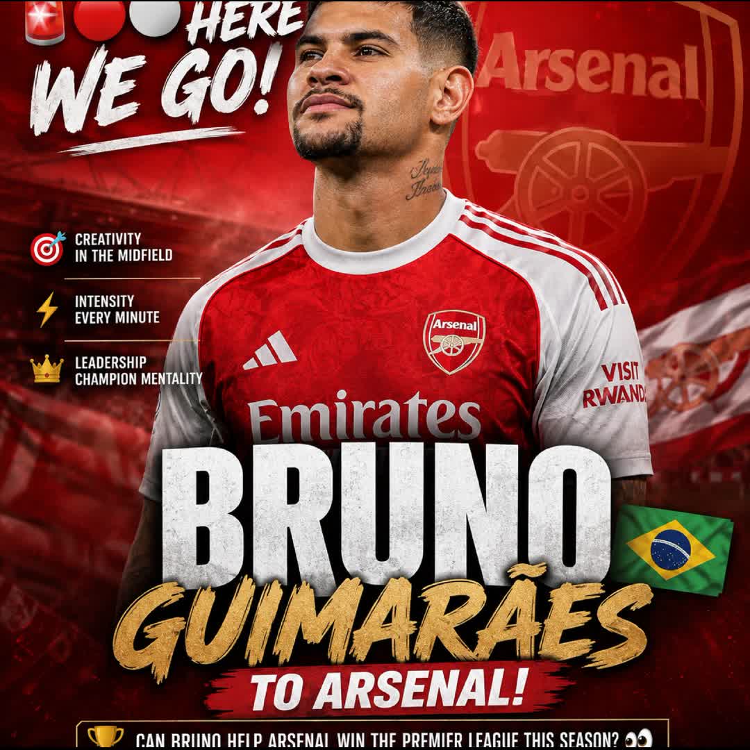 Post by MN Tuke: 🚨HERE WE GO! Bruno Guimarães to Arsenal! 🇧🇷@ Fabrizio Romano 💬 Can Bruno help Arsenal win the Premier League...