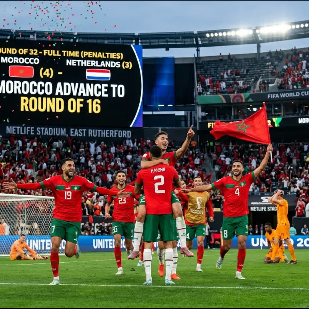Post by MN Tuke: 💥 THE ATLAS LIONS DO IT AGAIN! MOROCCO STUN THE NETHERLANDS! 🇲🇦🔥 #worldcup2026 #fifaworldcup #buzzer #viral...