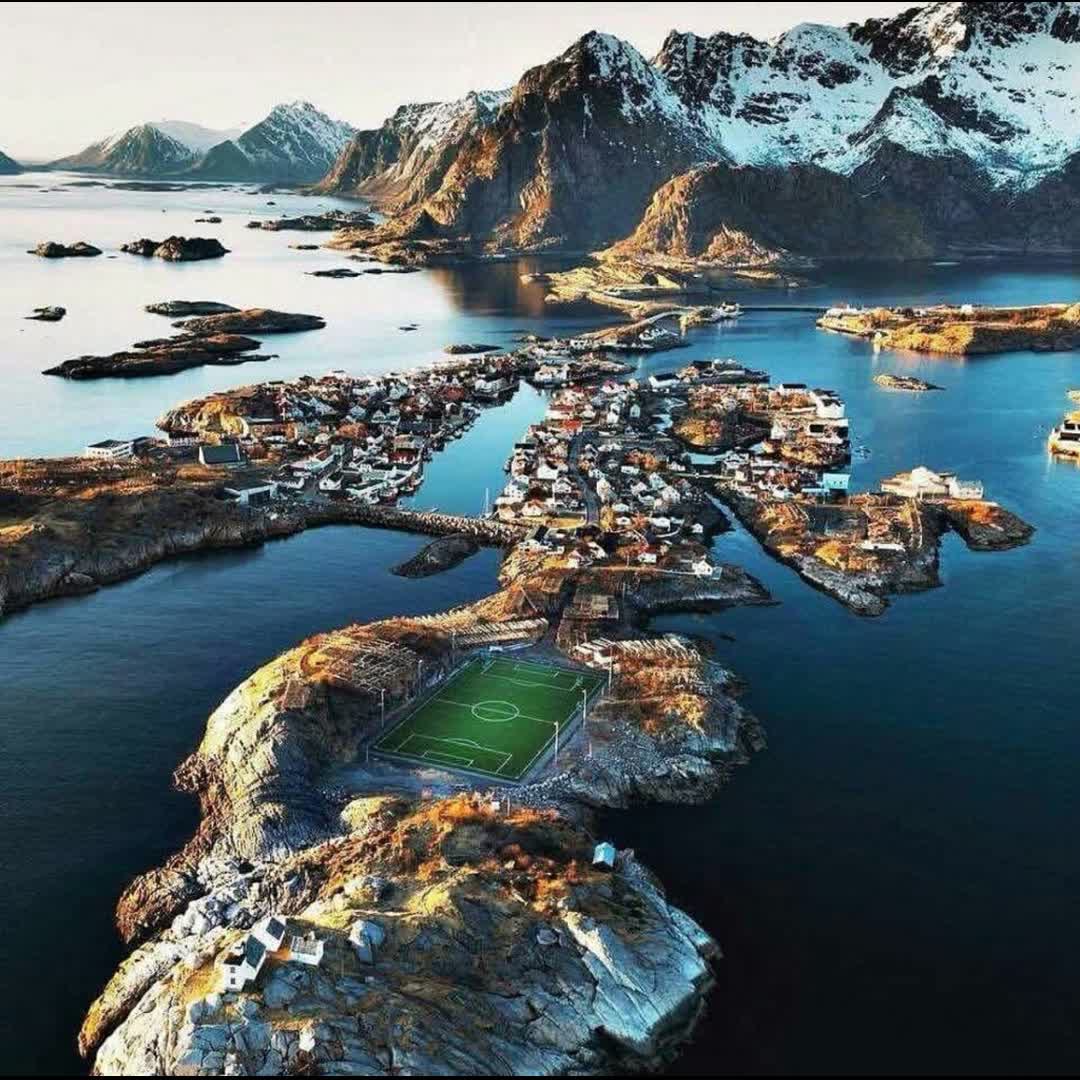 Post by Seer Firew Alemayhu: The most beautiful football pitch in the world - Lofoten Islands, Norway.