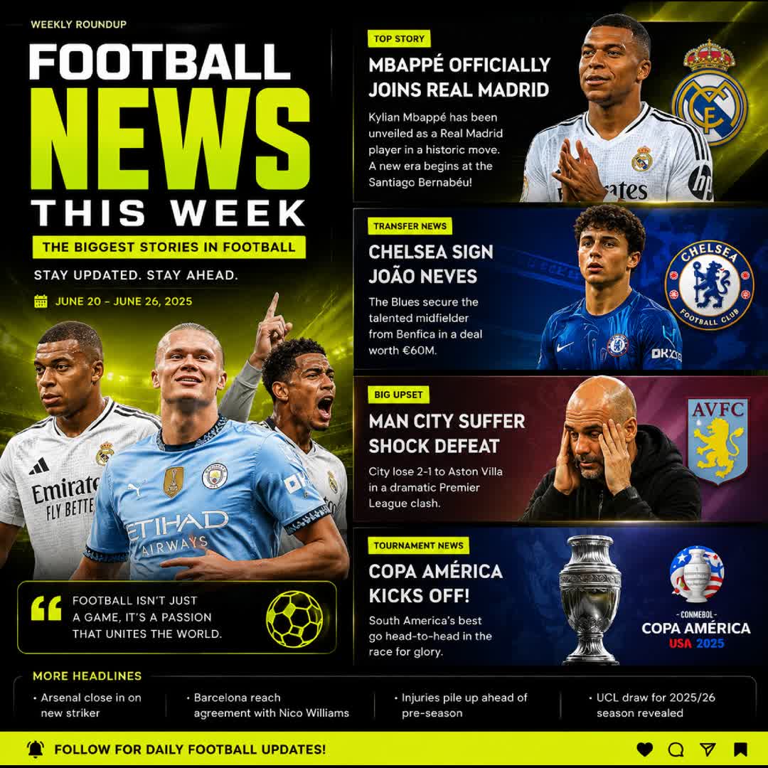 Post by Jo News: ⚽ FOOTBALL NEWS THIS WEEK 🏆 🔥 Top transfers ⚡ Match highlights 🏅 Tournament updates 📢 Breaking football news 💬...