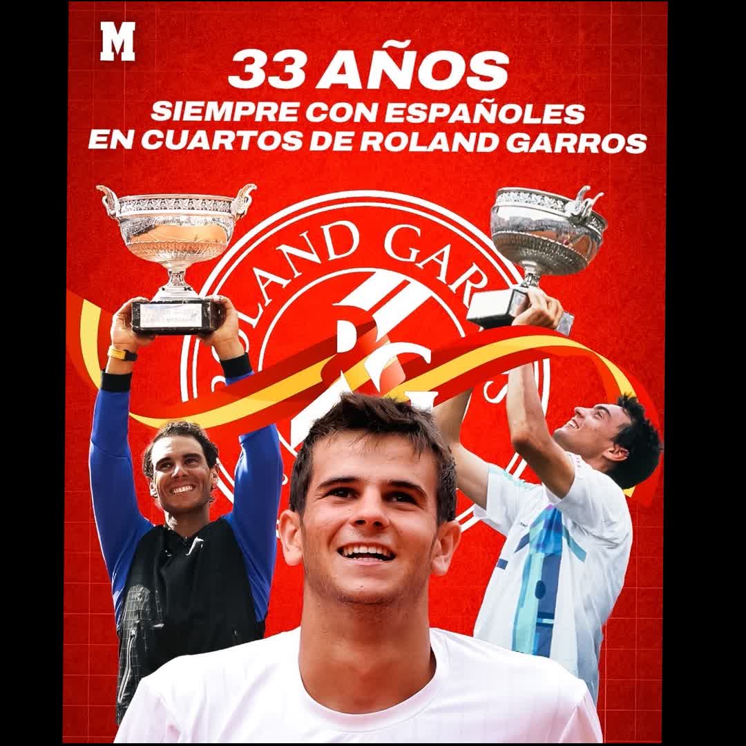 Post by Charles Nwokolo: 🇪🇸 En 33 de las últimas 34 ediciones de Roland Garros ha habido representación española en los cuartos de final 😎...