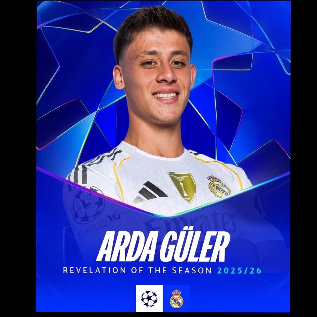 Post by Charles Nwokolo: 🚨 𝗢𝗙𝗙𝗜𝗖𝗜𝗔𝗟: Arda Güler has been named UEFA Champions League YOUNG Player of the Season! 🇹🇷💫 #buzzer