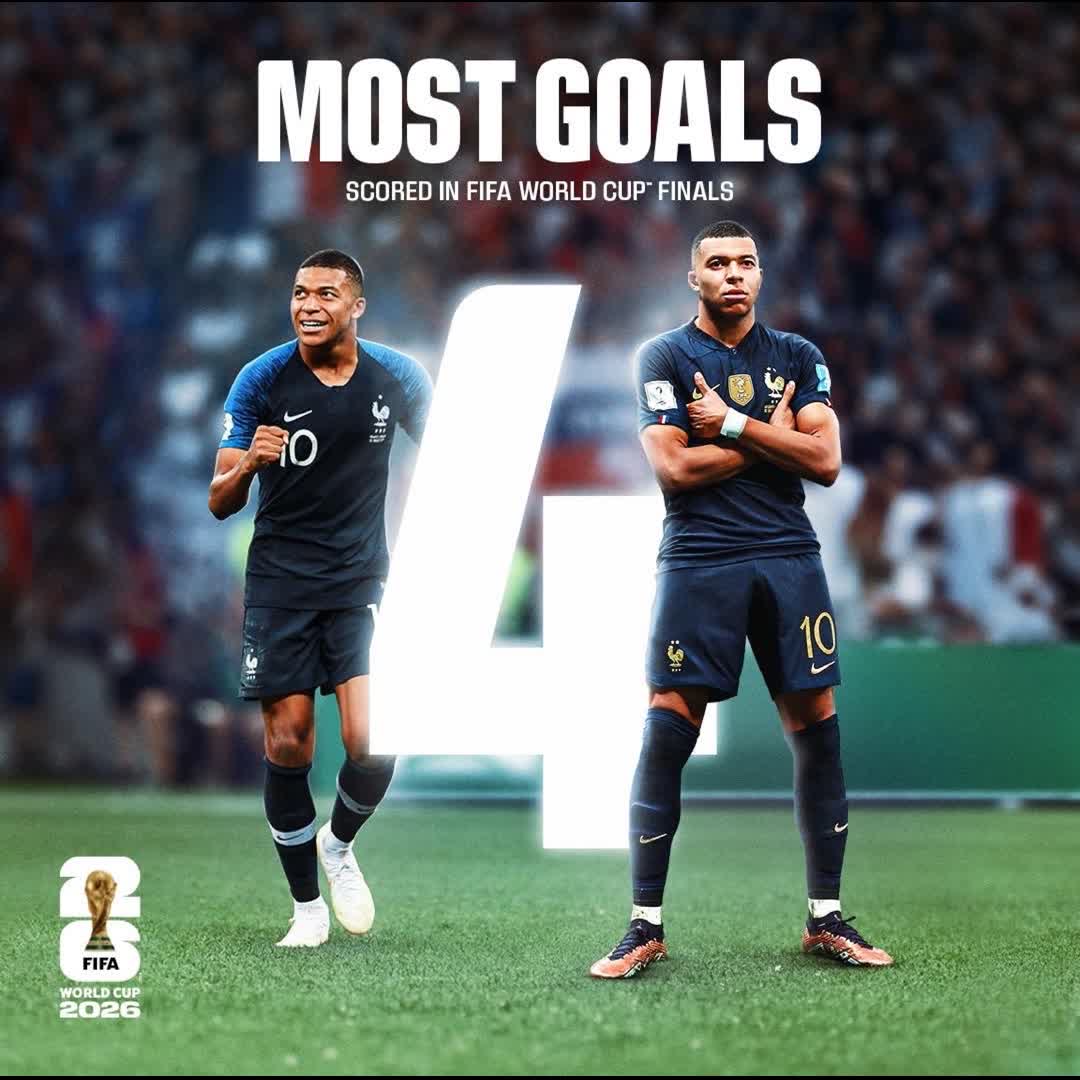 Post by Charles Nwokolo: 4️⃣ days to go... No one has scored more FIFA World Cup Final goals than Kylian Mbappé 🔝