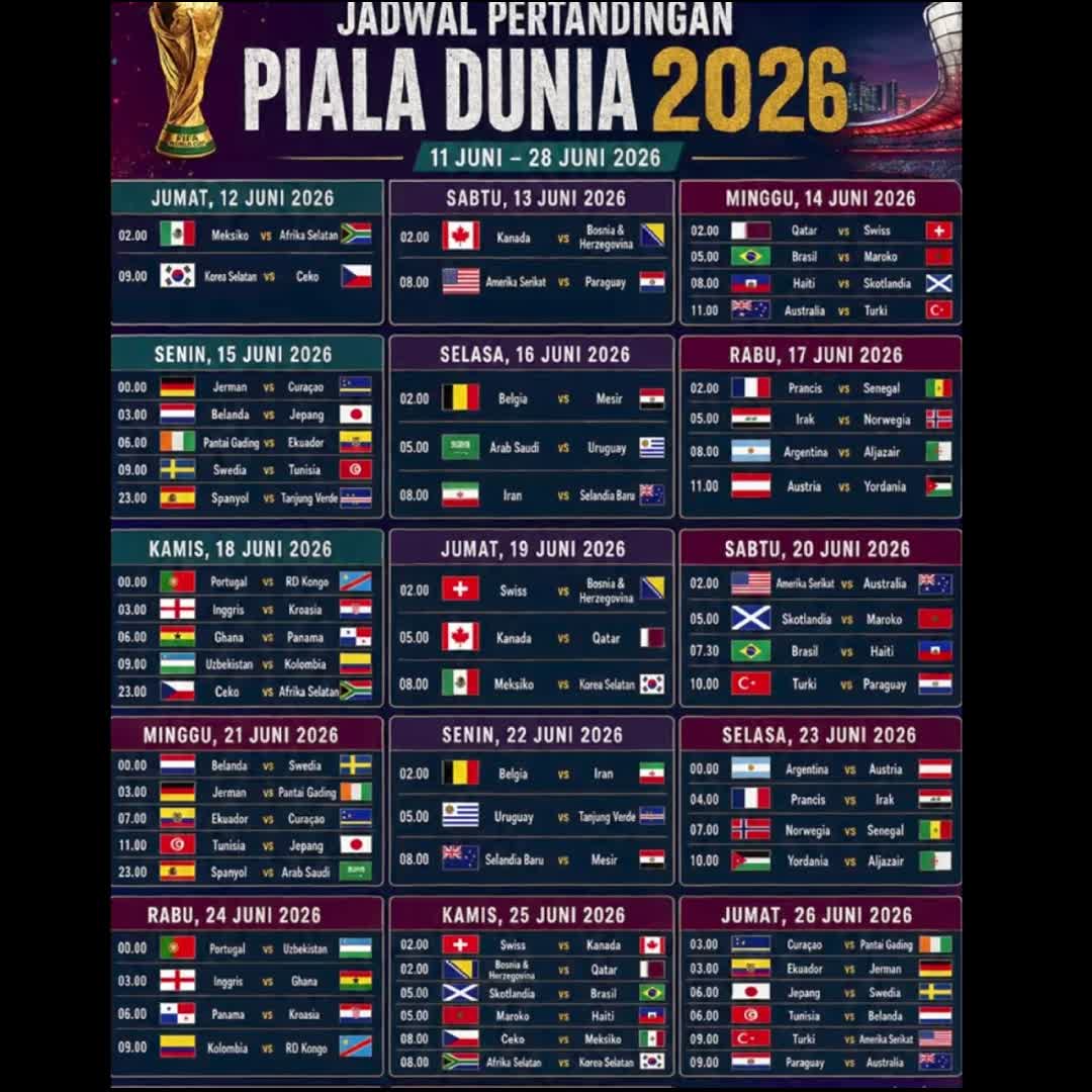 Post by Mirdan .: Jadwal piala Dunia 2026 #football #sports #fyp #viral #buzzer