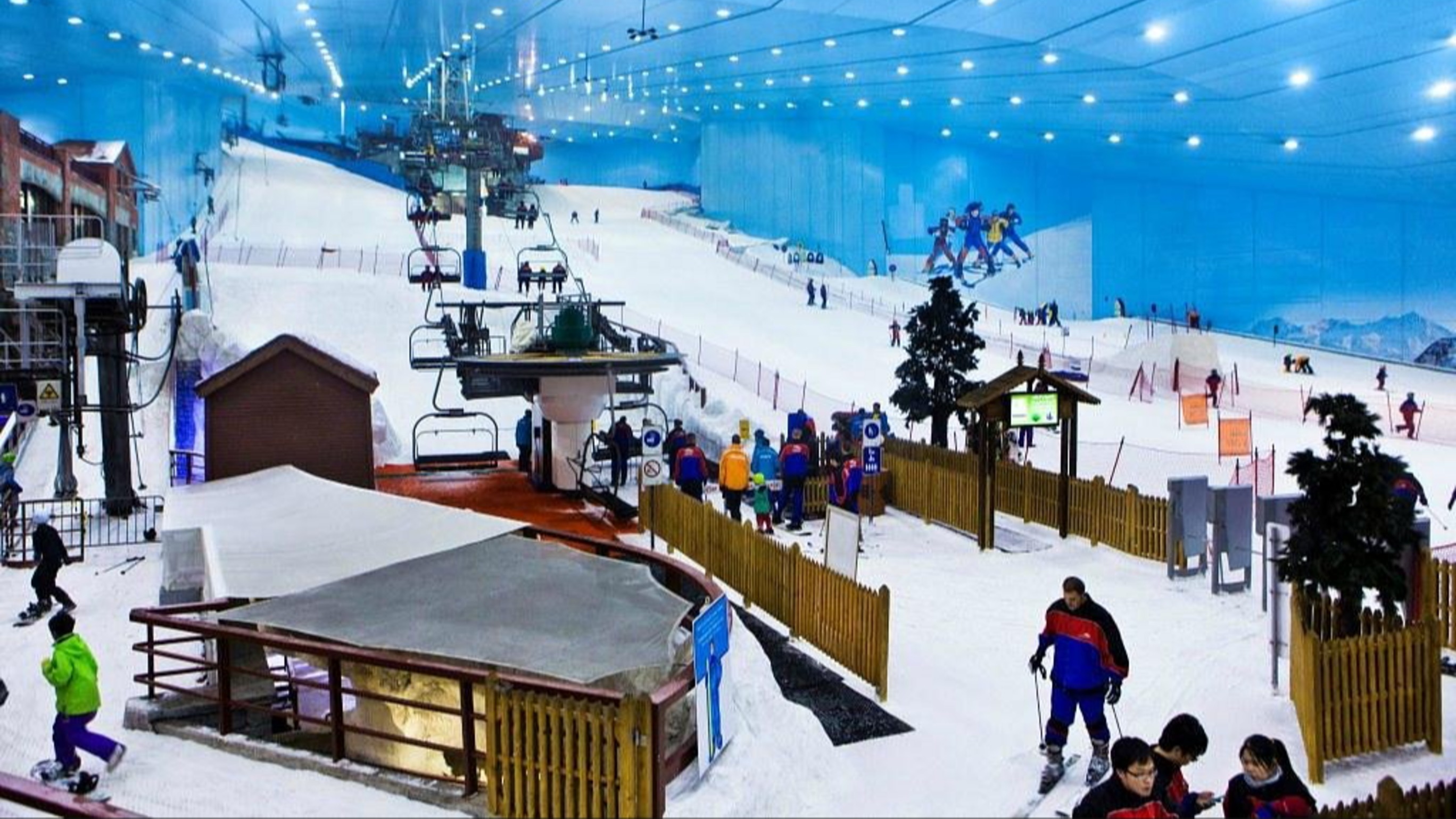 People Ski Down Real Snow Inside a Desert Mall