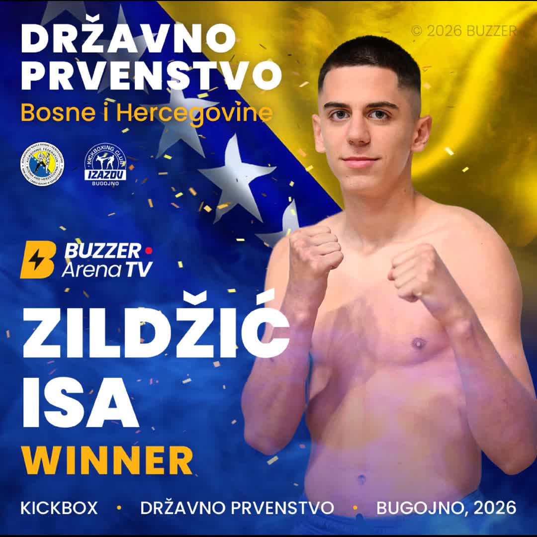 Post by Buzzer Fan: Čestitke Isi Zildžiću na pobjedi i prvom mjestu na Prvenstvu 👏🏻 #buzzer #kickbox #fight #bih