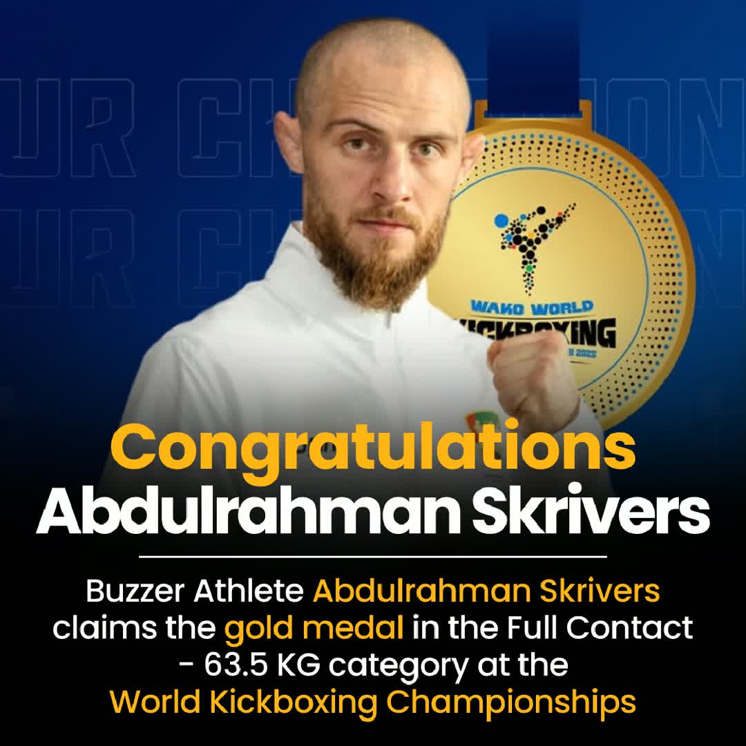 Post by Buzzer Fan: We congratulate our Buzzer Athlete, Abdulrahman Skrivers, on his recent gold medal in the Full Contact - 63.5 kg...
